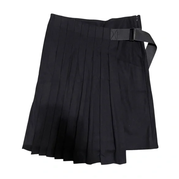 COS Belted Black Wool Pleated Wrap Skirt Size 6/8 Dark Academia Fall Winter Goth - Picture 1 of 9